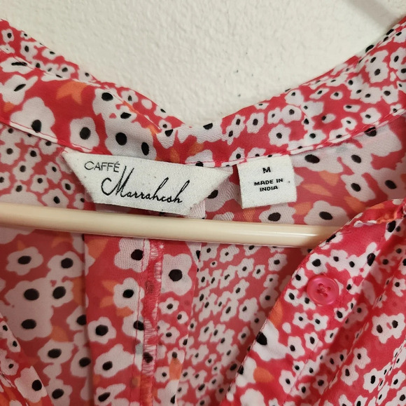 Pink and white Caffè Marrakech 3/4 sleeve blouse size medium - Picture 9 of 11